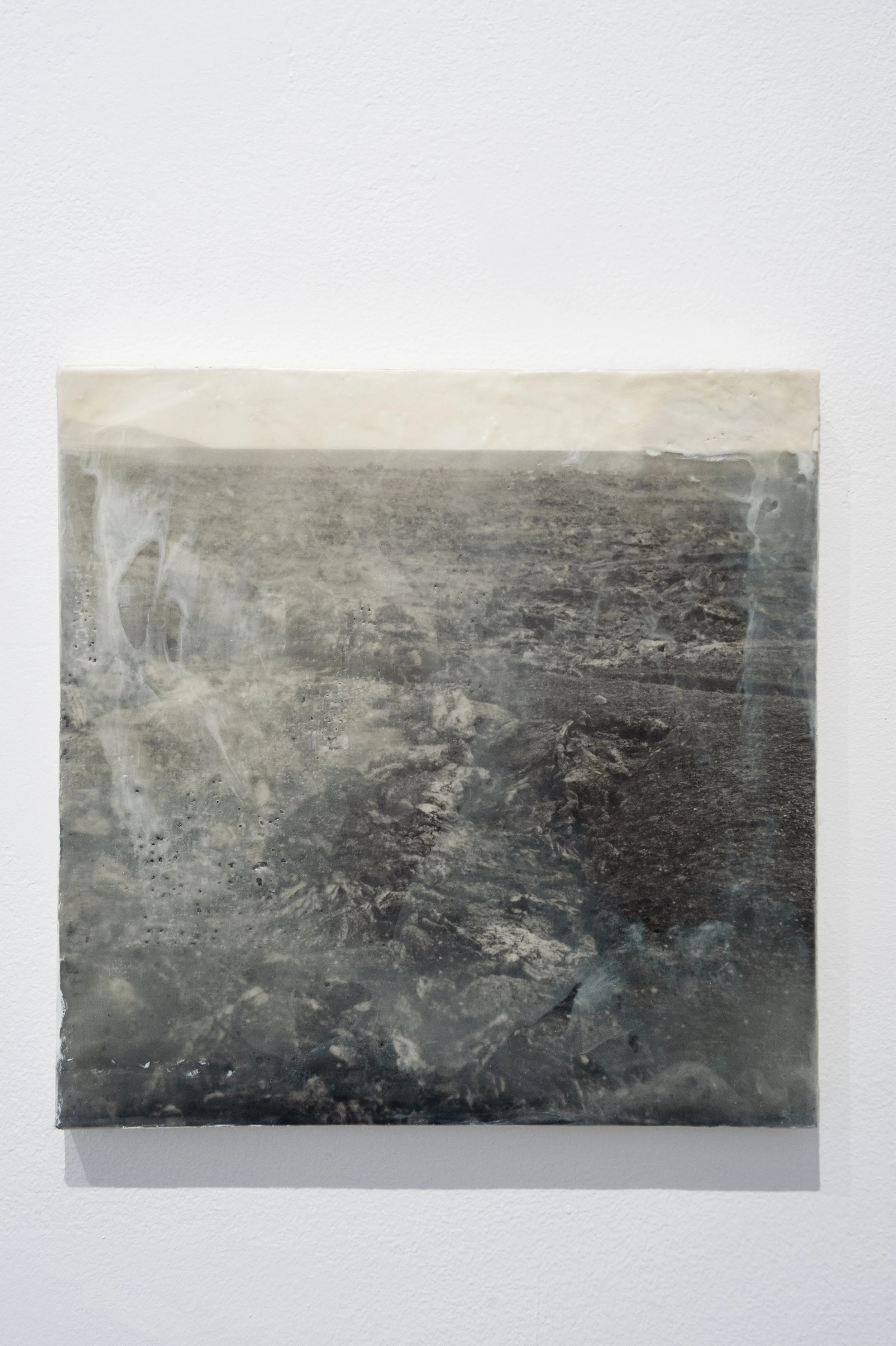 Apparizione II, 
gelatin silver print, wax, damar resin, pigments on board
30 cm x 30 cm x 180 mm
2026
