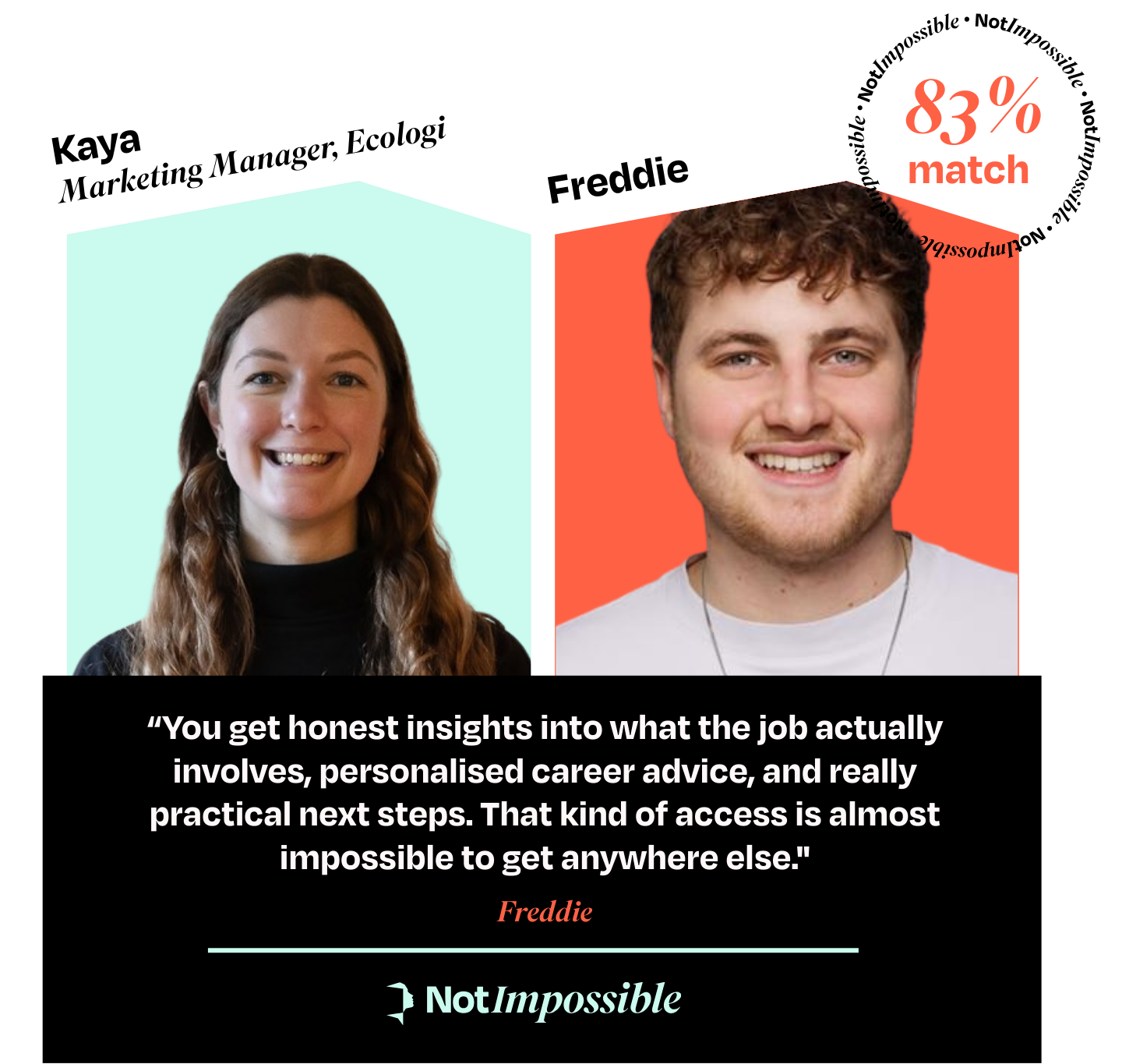 Kaya, Marketing Manager at Ecologi, and Freddie, with Freddie's quote about their microplacement