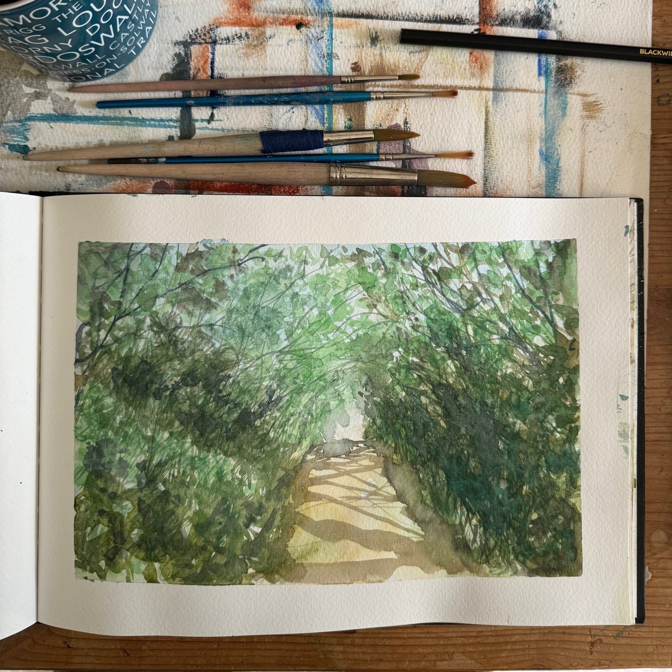 The path from Quorn to Woodhouse. Watercolour sketchbook.