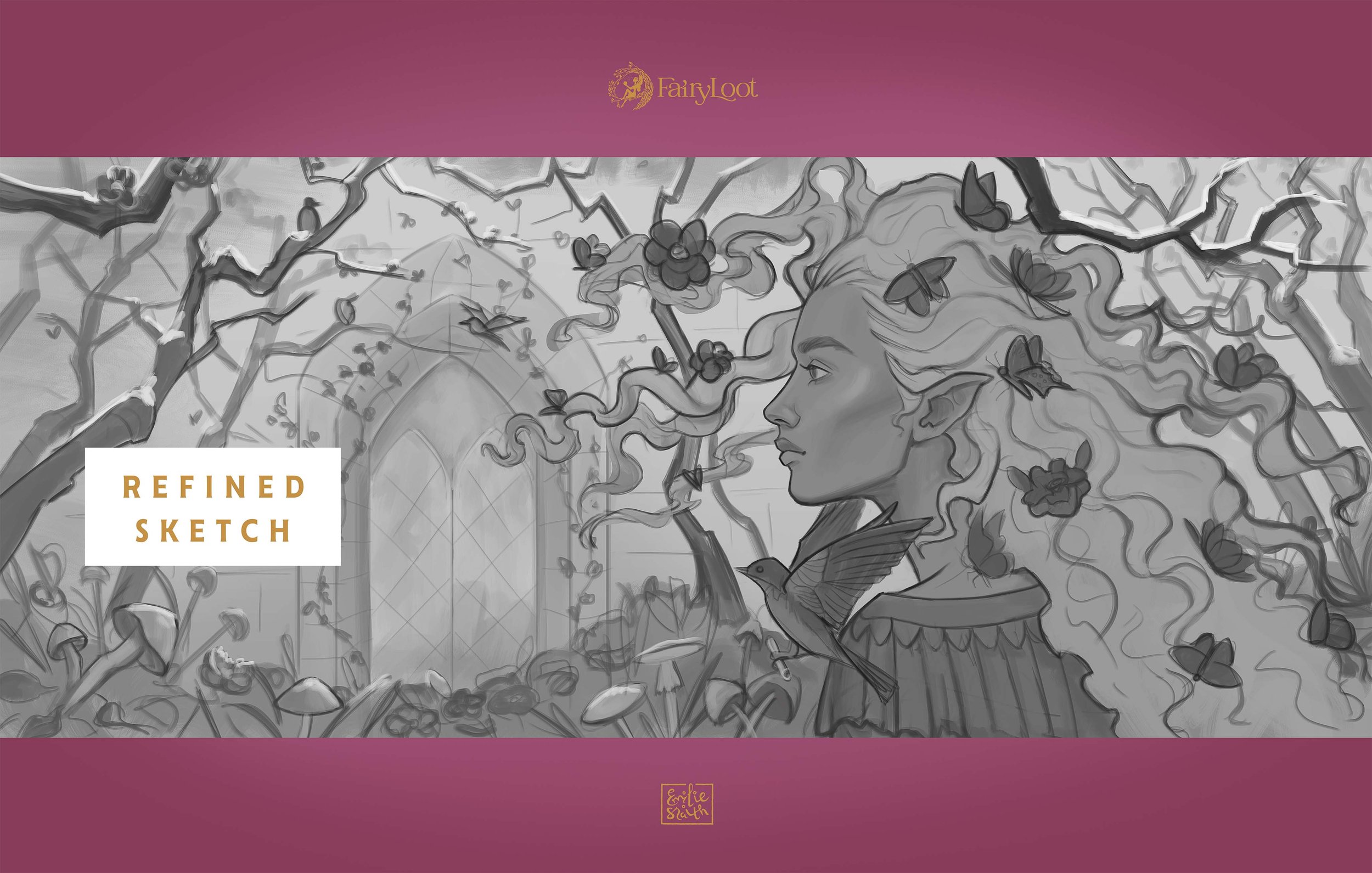 Refined Sketch for book illustration of Nectar Of The Wicked by Emilie Snaith