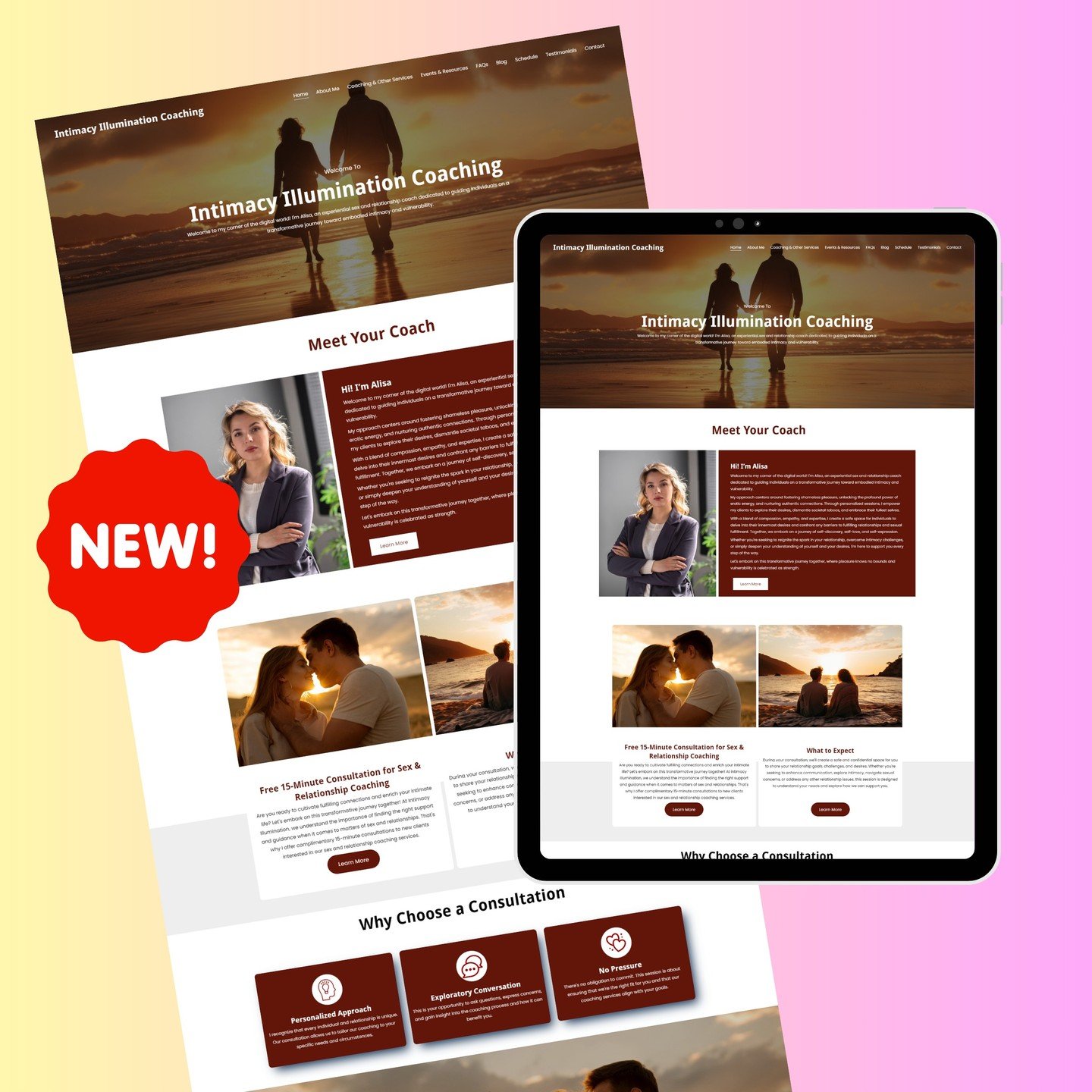 We've been putting in the work over at Squareko, and we're excited to announce our new consultation website, &quot;Intimacy Illumination Coaching&quot; We've got everything our client asked for &ndash; routines, services, classes, and easy-to-find co