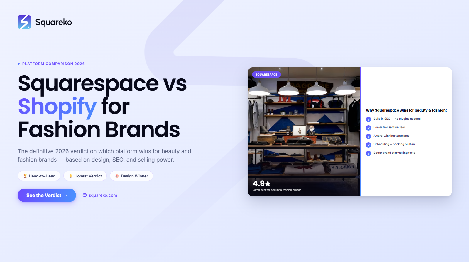 Squarespace vs Shopify for Beauty and Fashion Brands: The Definitive 2026 Verdict