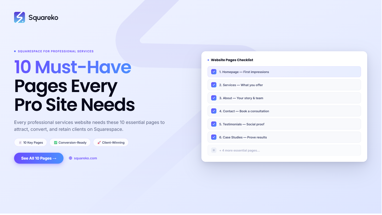 10 Must-Have Pages Every Professional Services Website Needs on Squarespace