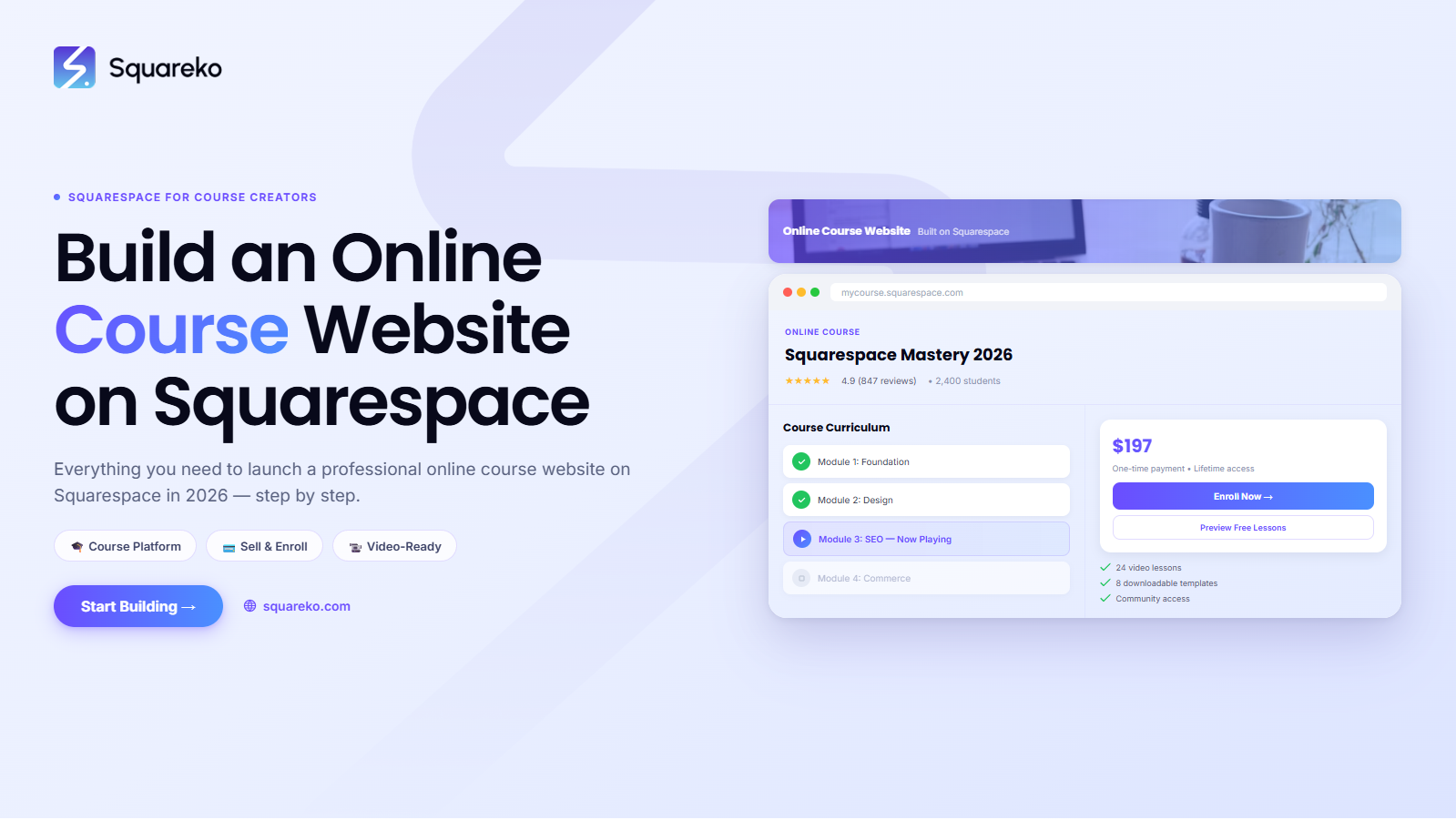 How to Build an Online Course Website on Squarespace in 2026