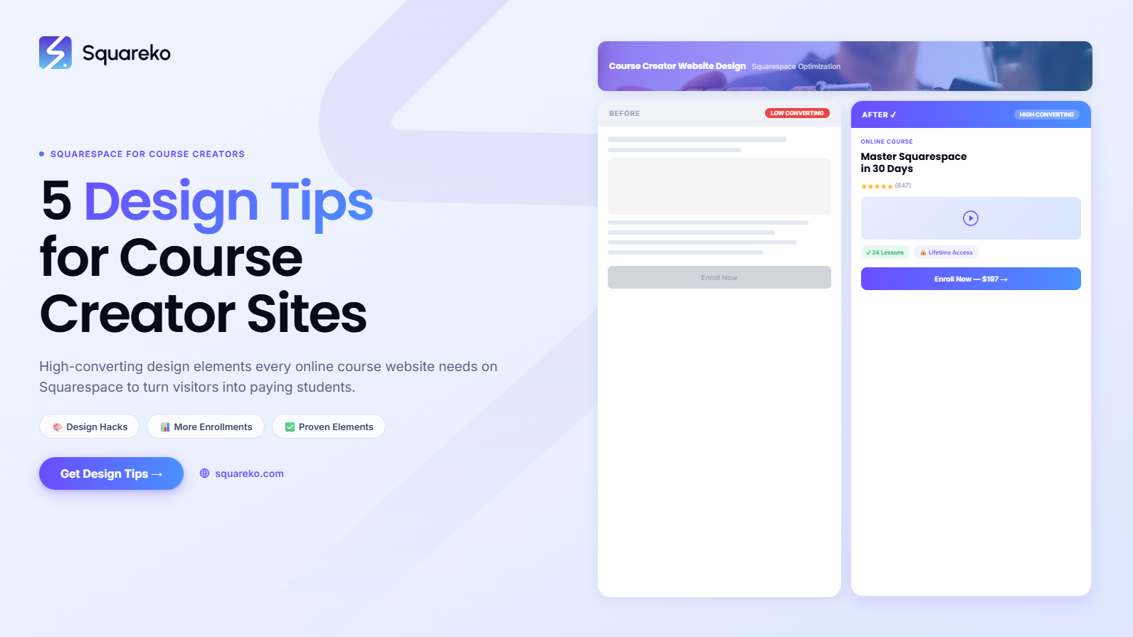 5 High-Converting Design Elements Every Course Creator Website Needs on Squarespace