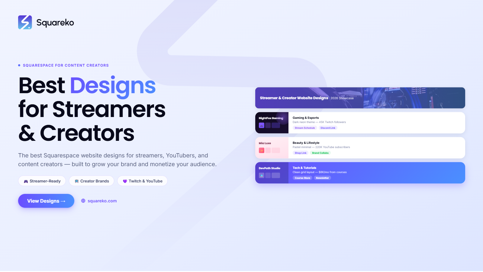Best Squarespace Website Designs for Streamers &amp; Creators