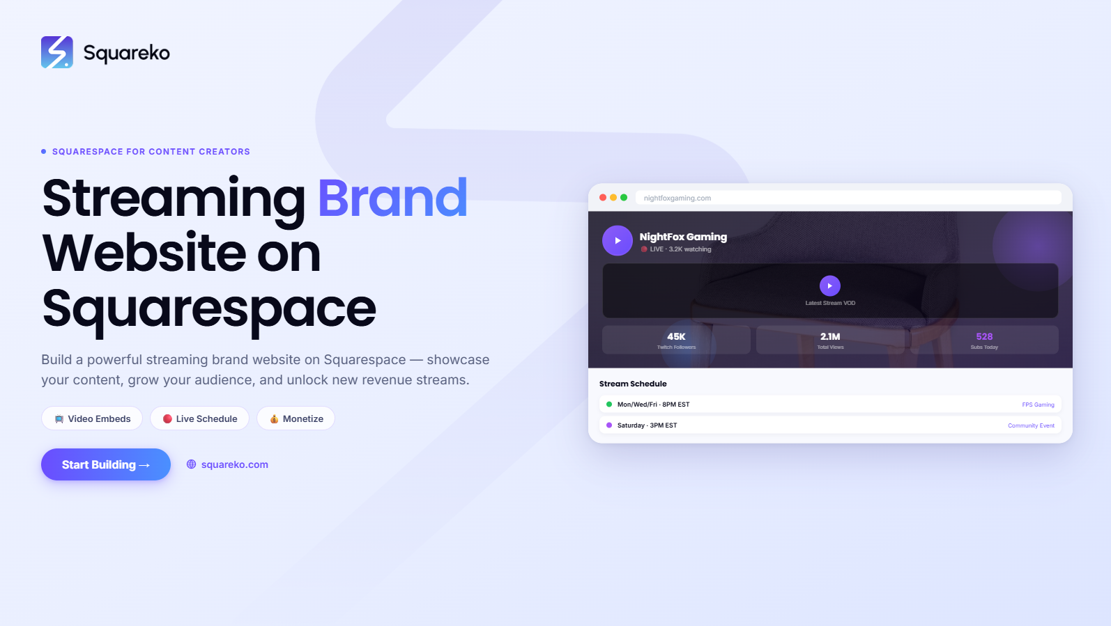 How to Build a Streaming Brand Website on Squarespace