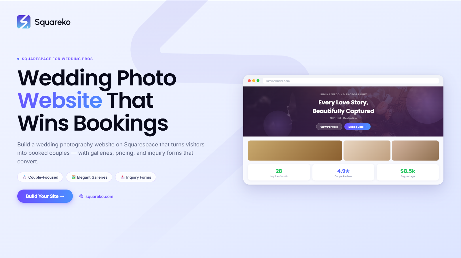 How to Build a Wedding Photography Website on Squarespace That Wins Bookings