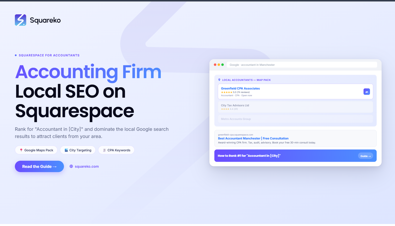 CPA and Accounting Firm Local SEO on Squarespace: Rank for 'Accountant in [City]' in 2026