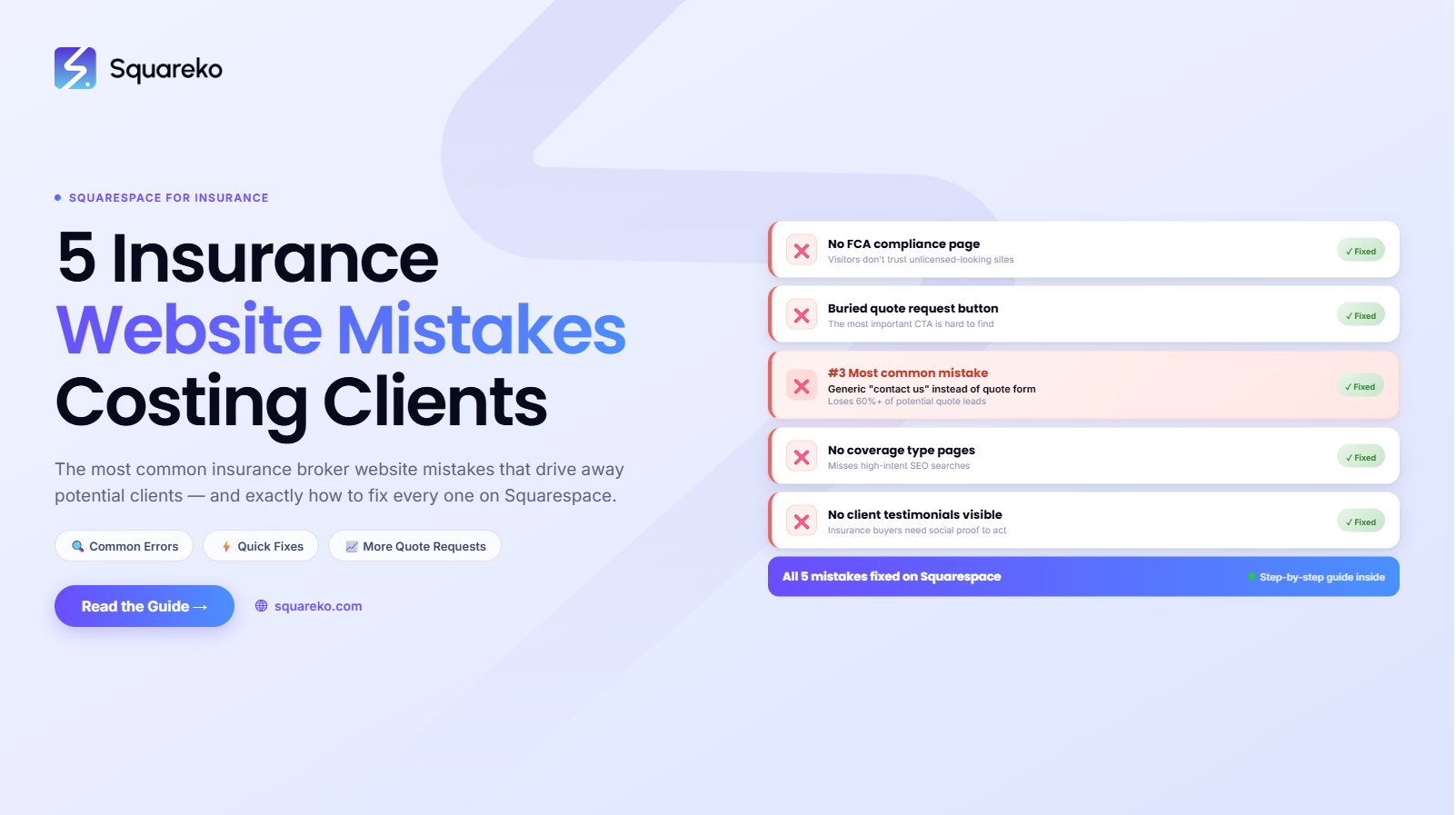5 Insurance Broker Website Mistakes That Cost You Clients on Squarespace