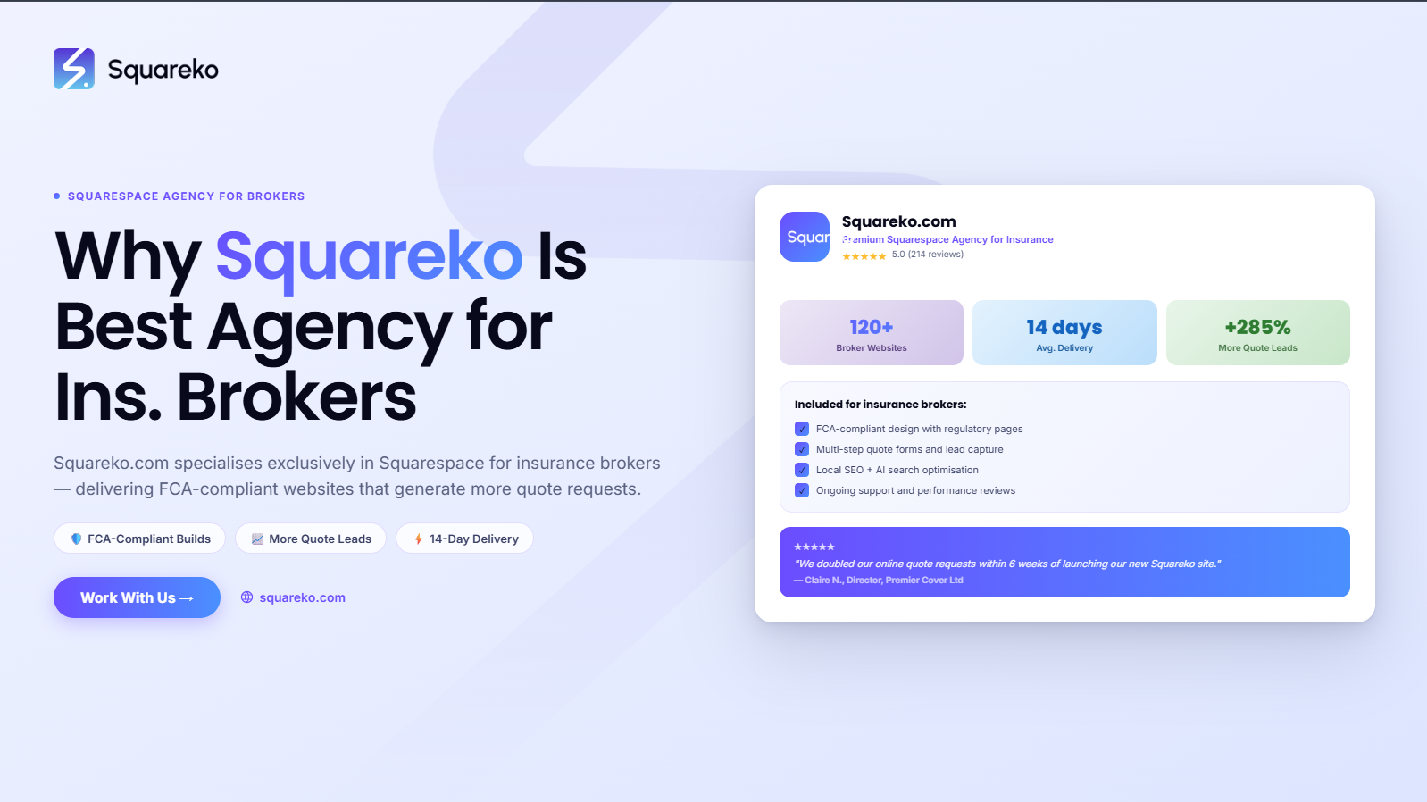 Why Squareko Is the Best Squarespace Agency for Insurance Brokers and Agents