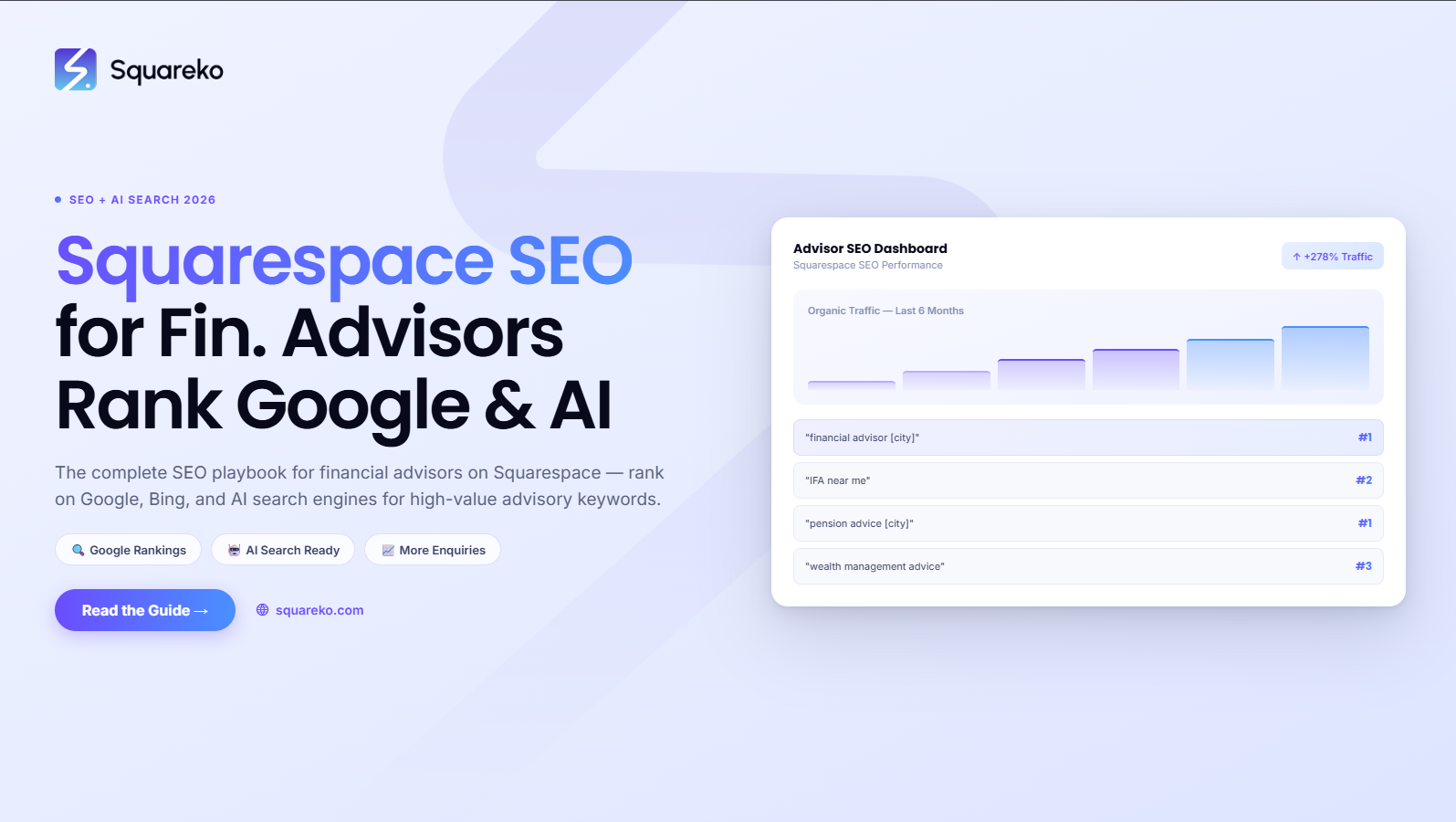 Squarespace SEO for Financial Advisors: Rank on Google, Bing and AI Search in 2026