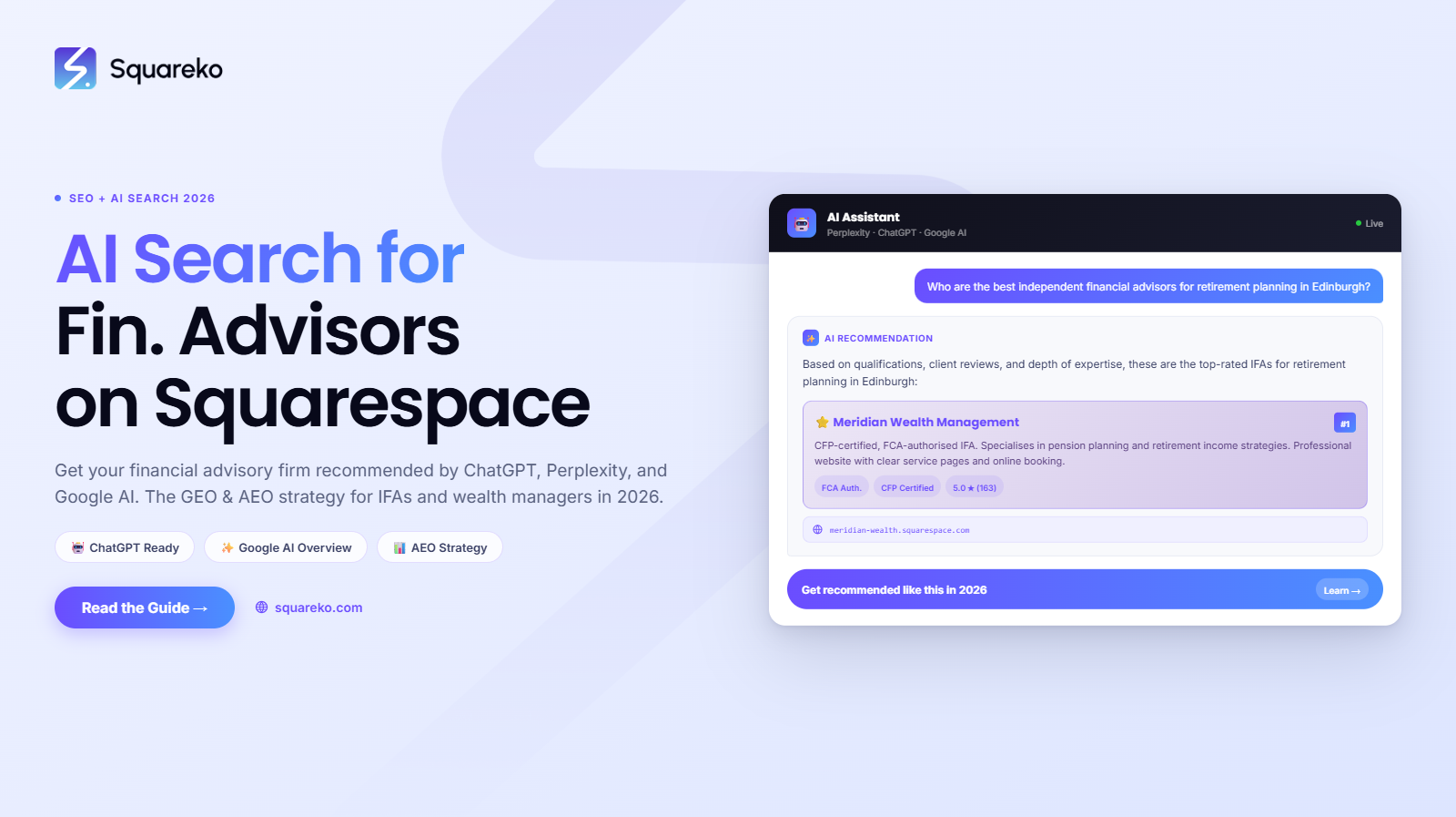 AI Search Strategy for Financial Advisors Using Squarespace: Be Recommended by AI in 2026