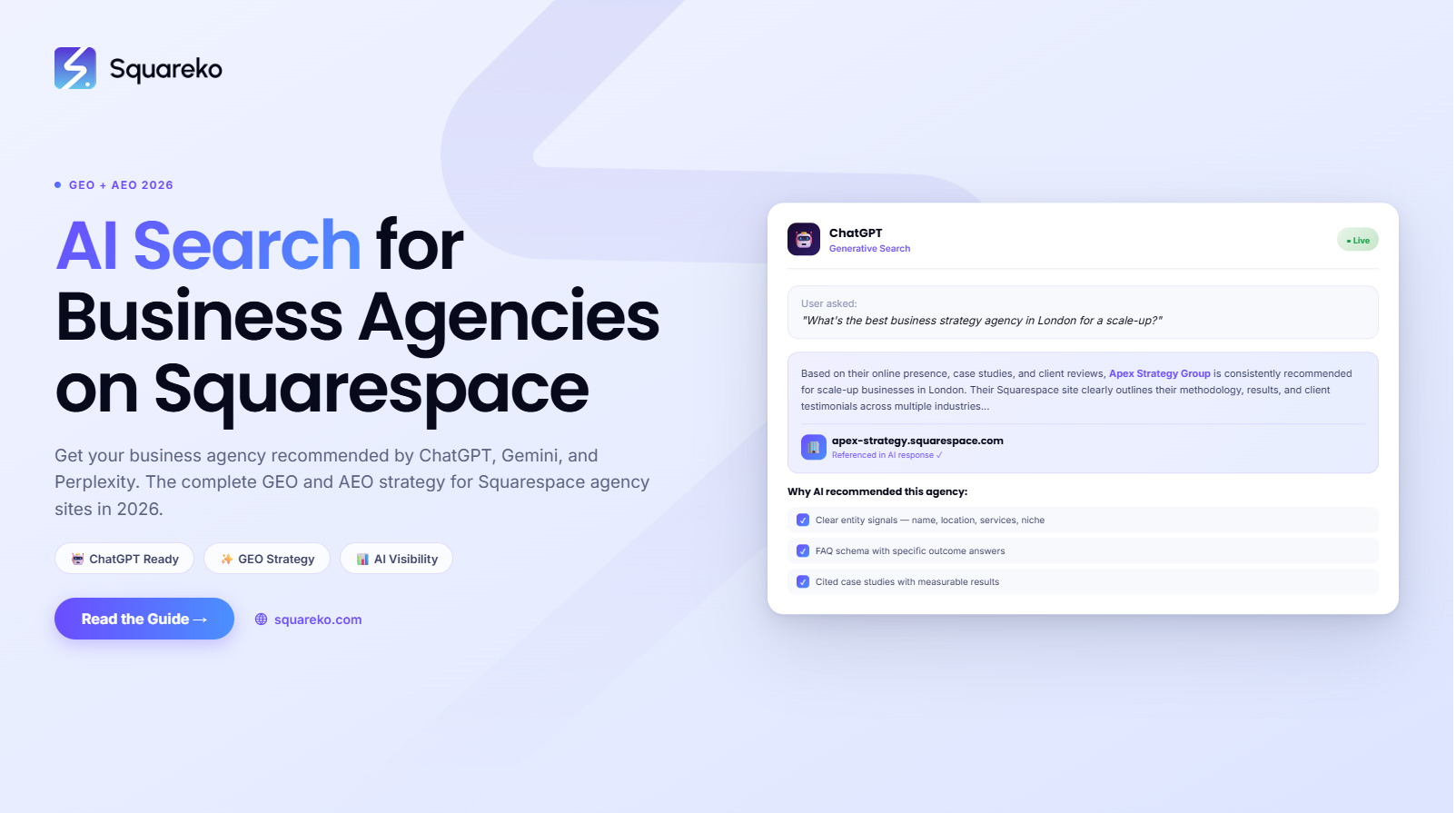 AI Search Strategy for Business Agencies on Squarespace: Be Recommended in 2026