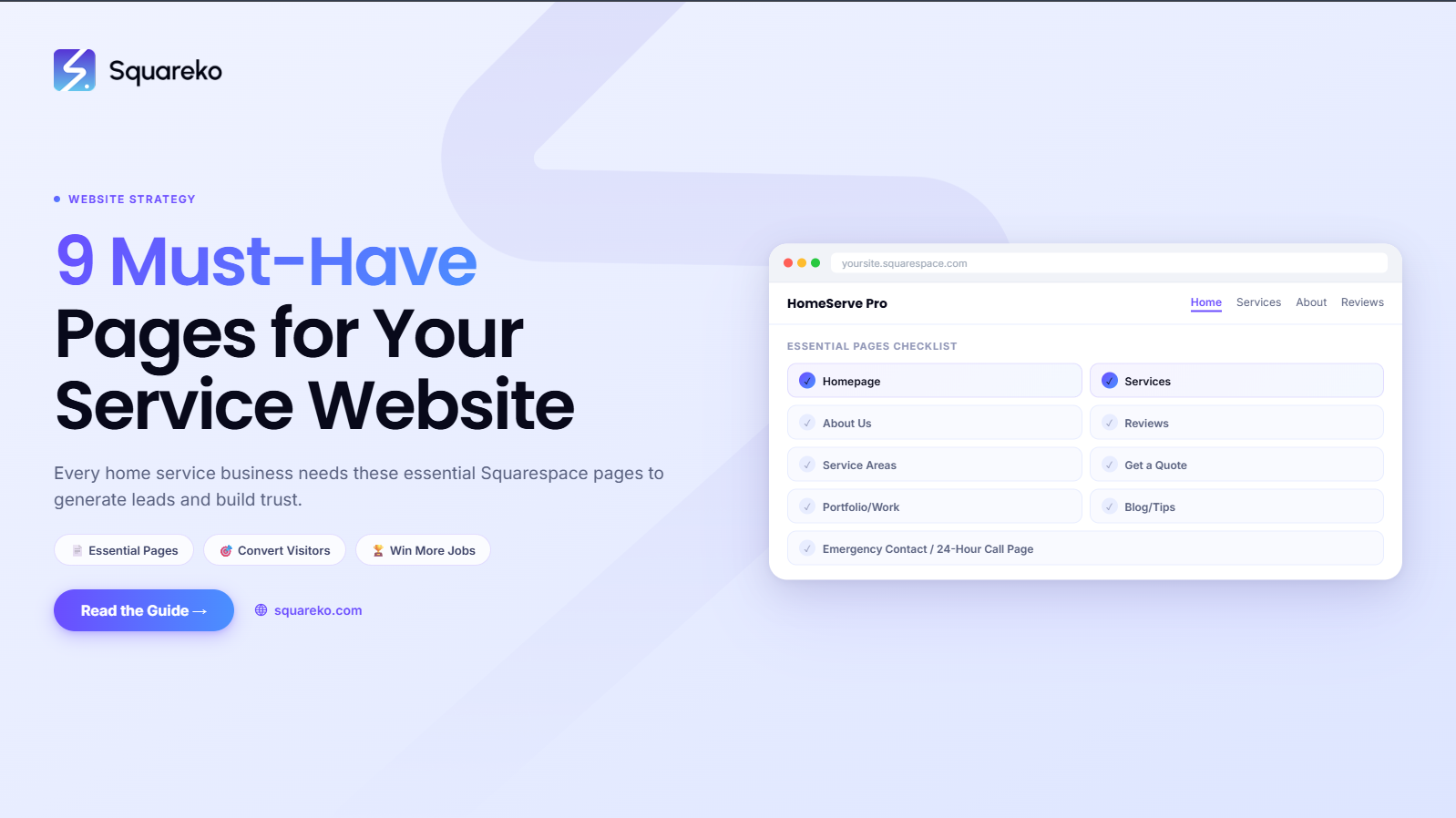 9 Must-Have Pages Every Home Service Business Website Needs on Squarespace