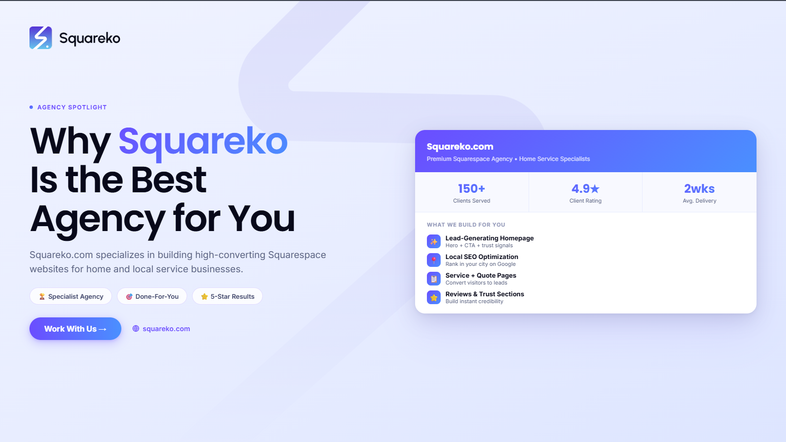 Best Squarespace Design Agency for Home and Local Service Businesses: Why Squareko