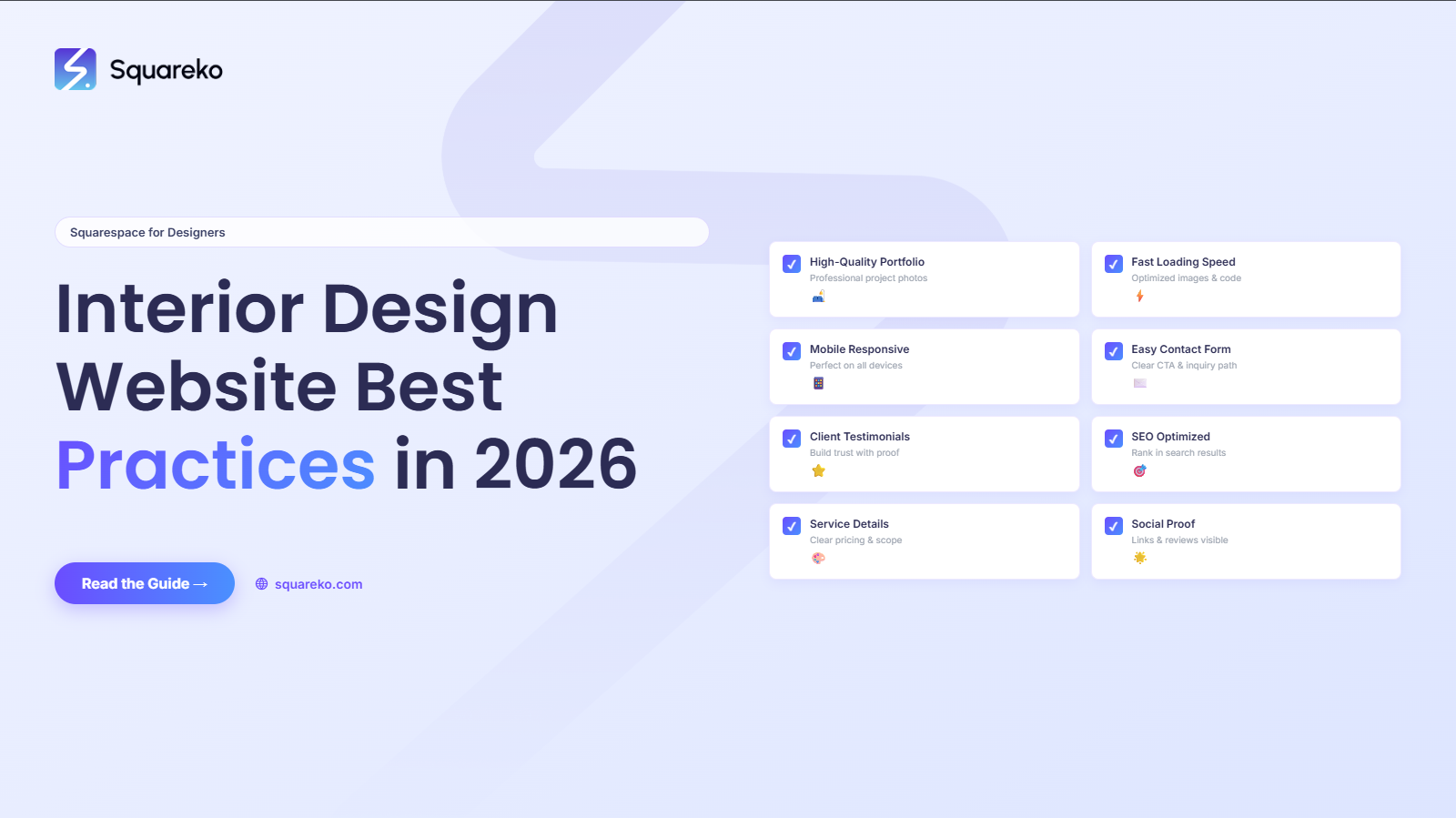 Interior Designer Website Design Best Practices on Squarespace for 2026