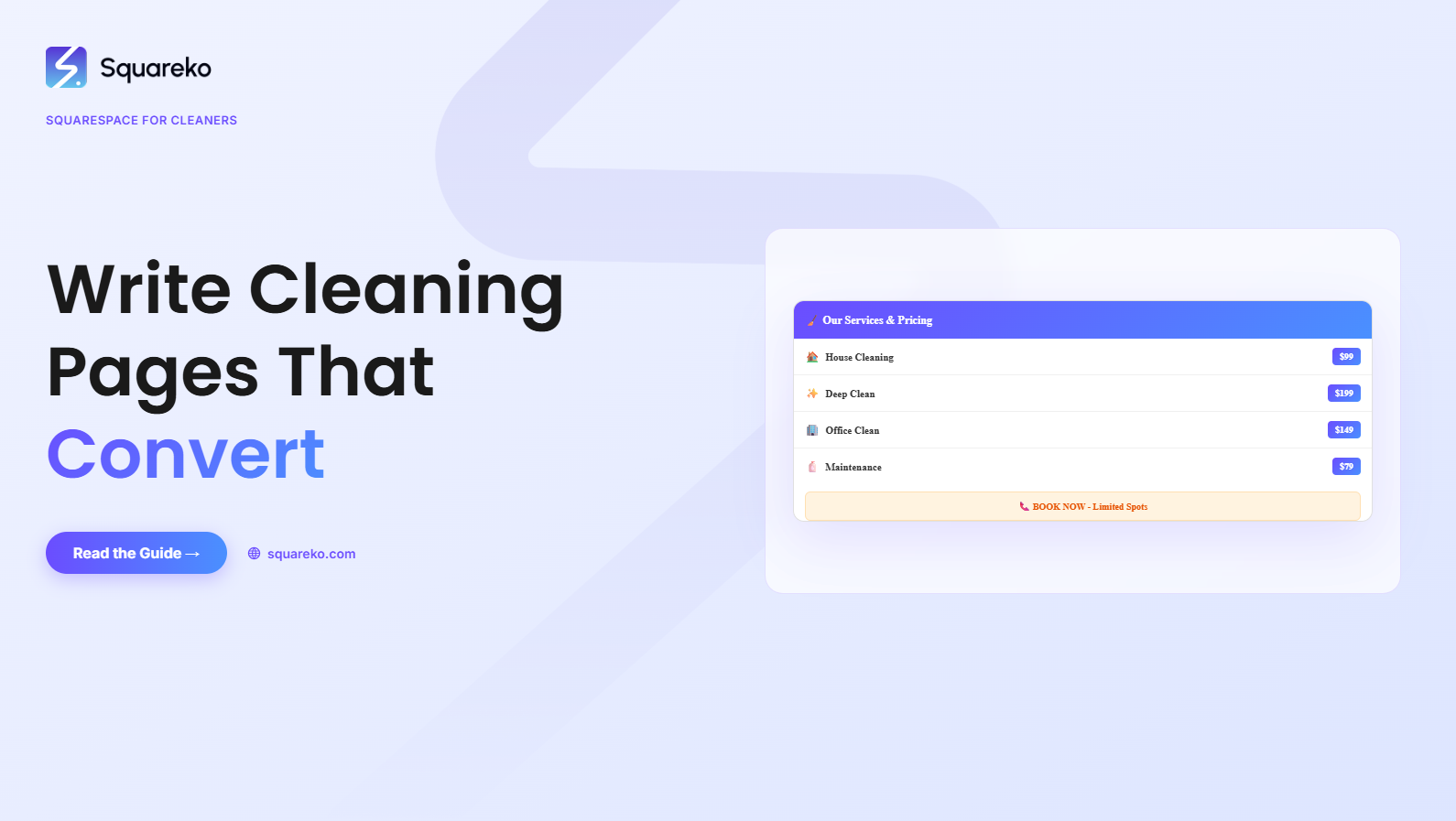 How to Write Cleaning Service Pages That Convert on Squarespace