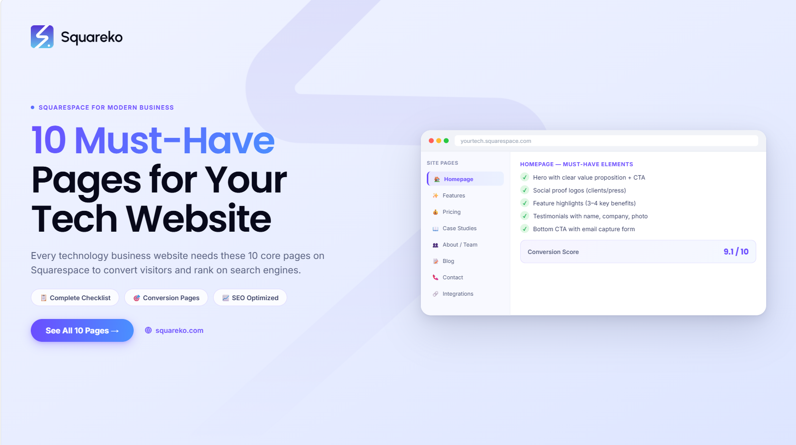10 Must-Have Pages Every Technology Business Website Needs on Squarespace