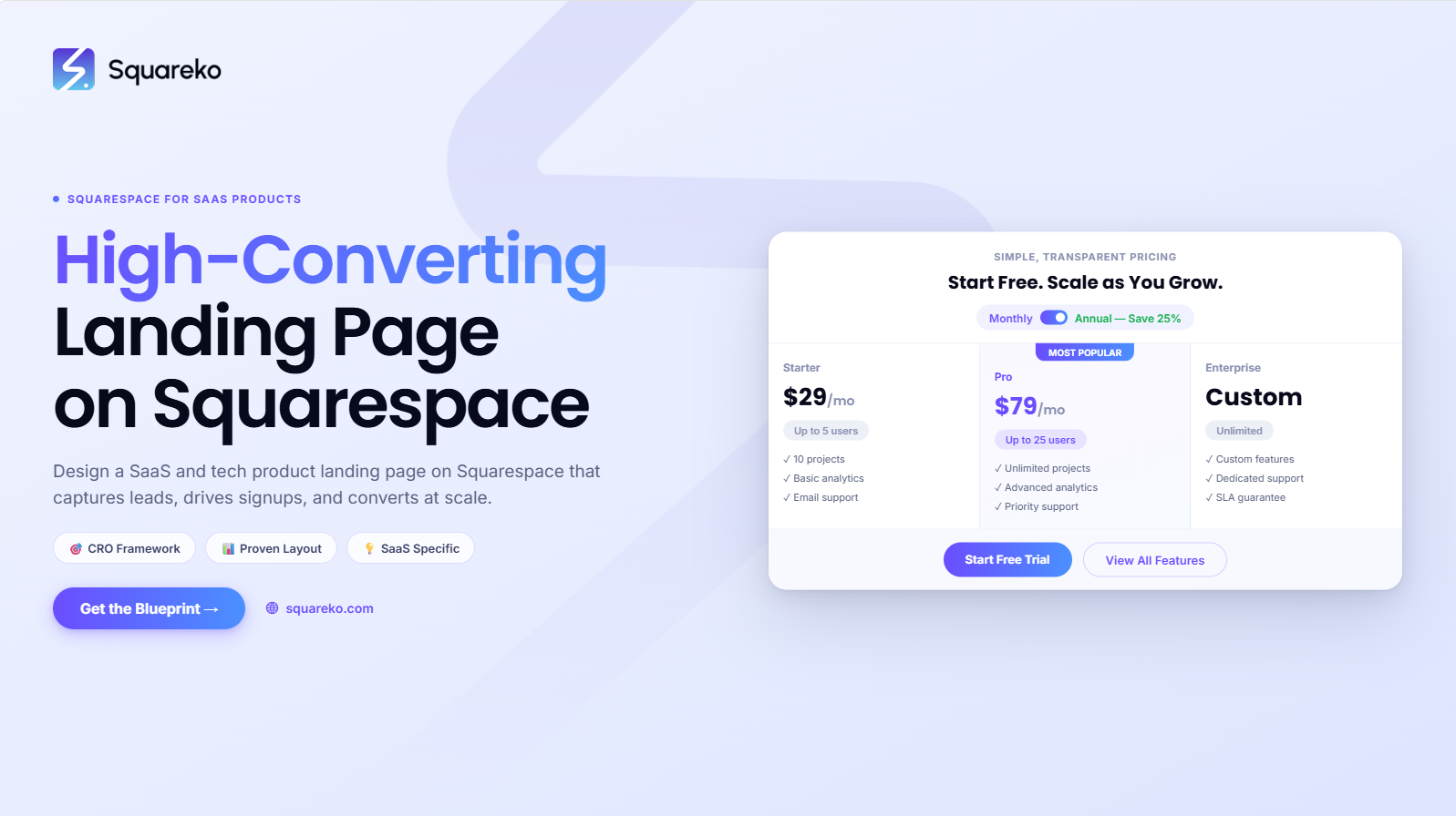 How to Design a High-Converting SaaS and Tech Product Landing Page on Squarespace