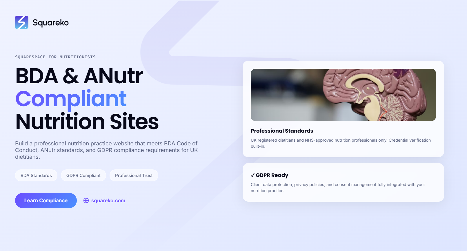 BDA, ANutr and GDPR Compliance for Nutritionist Websites on Squarespace