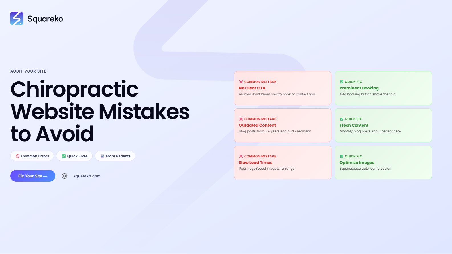 5 Chiropractic Website Mistakes That Cost You New Patients on Squarespace
