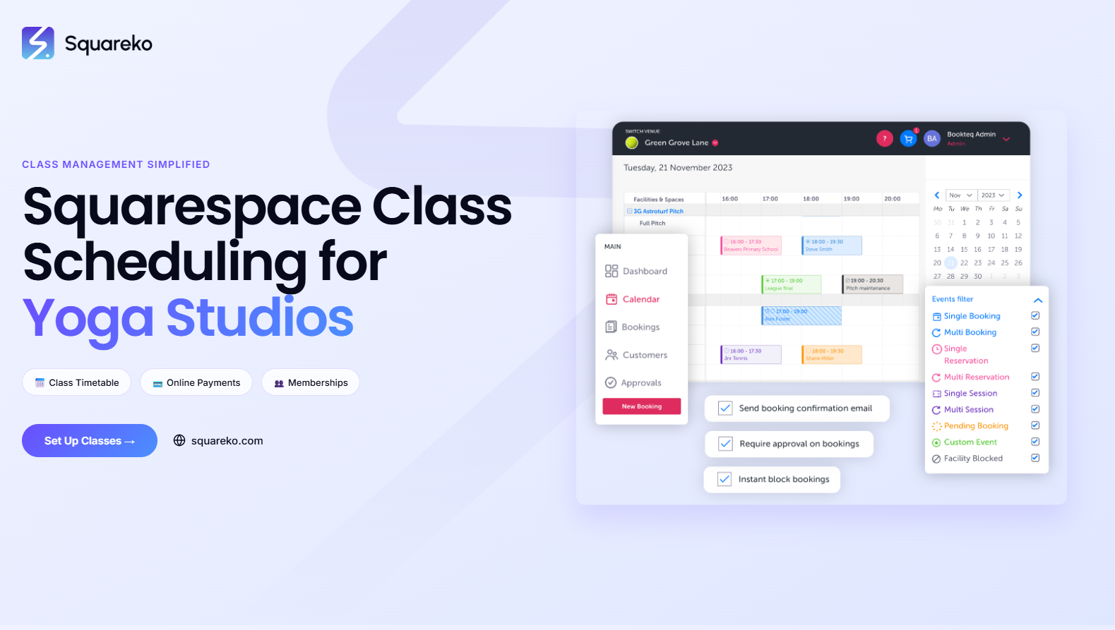 Squarespace Class Scheduling for Yoga Studios: Bookings, Passes and Memberships