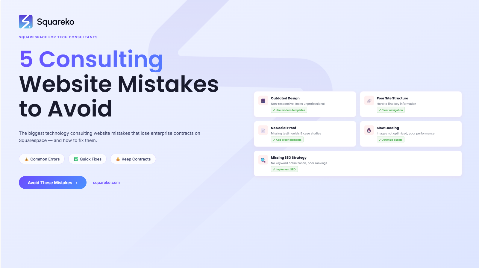 5 Technology Consulting Website Mistakes That Lose Enterprise Contracts on Squarespace