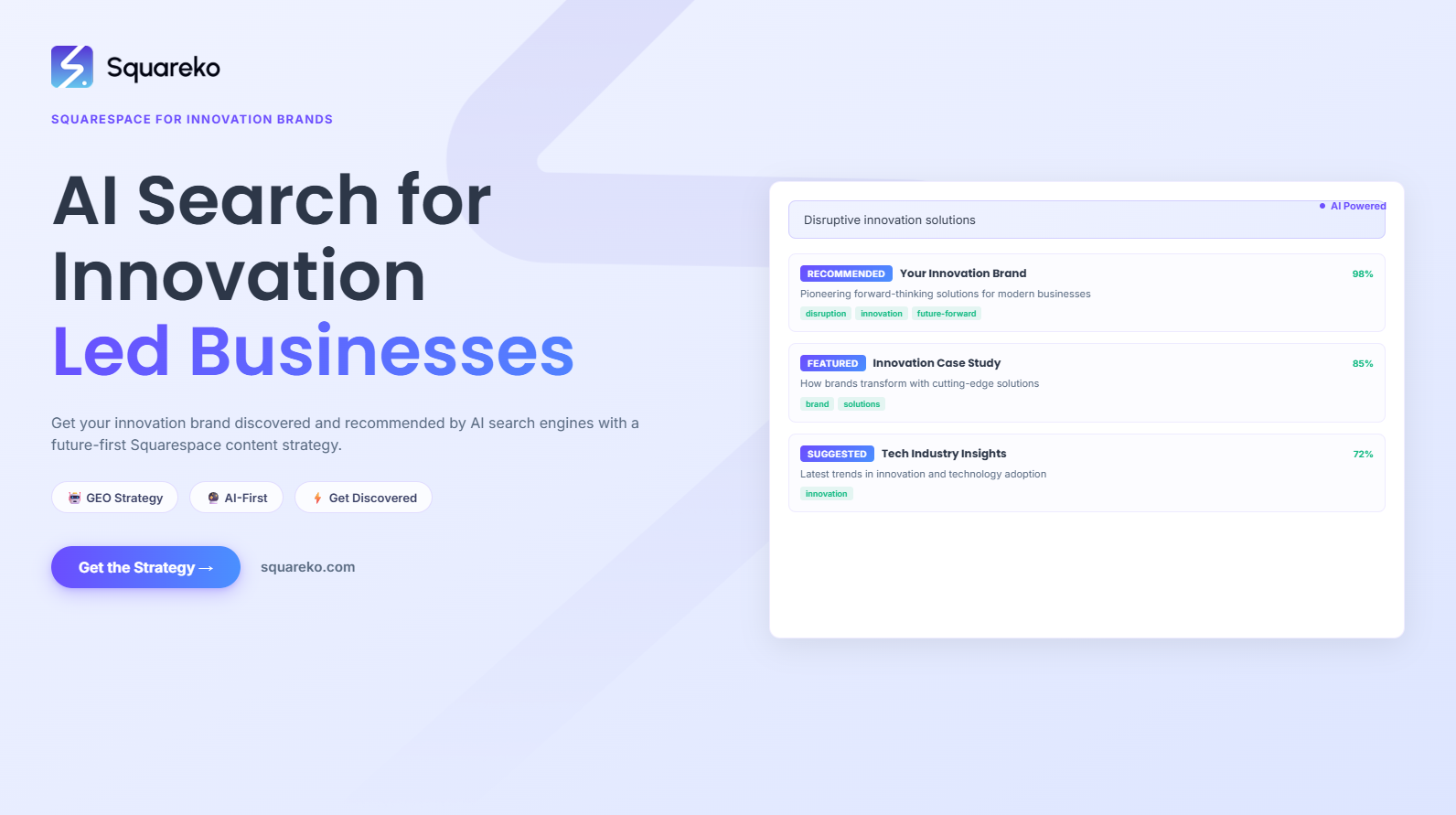 AI Search Strategy for Innovation-Led Businesses on Squarespace