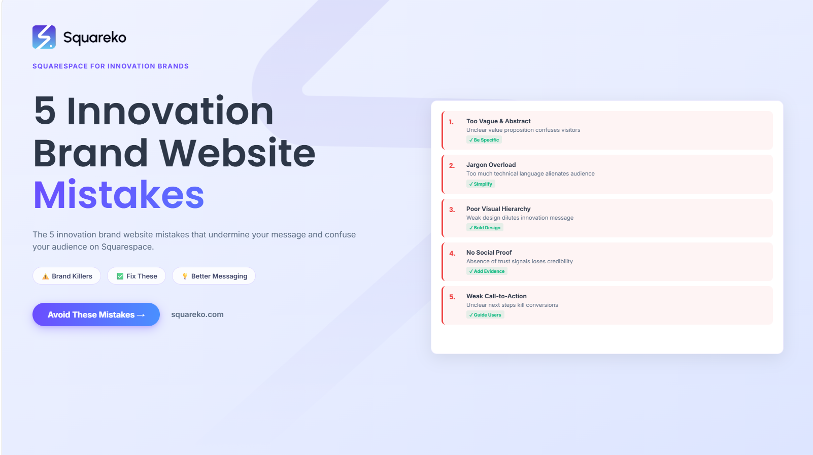 5 Innovation Brand Website Mistakes That Undermine Your Message on Squarespace