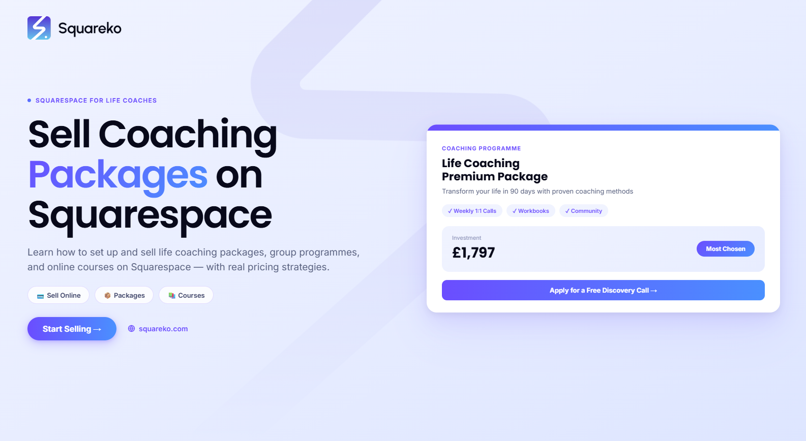How to Sell Life Coaching Packages and Online Programmes on Squarespace
