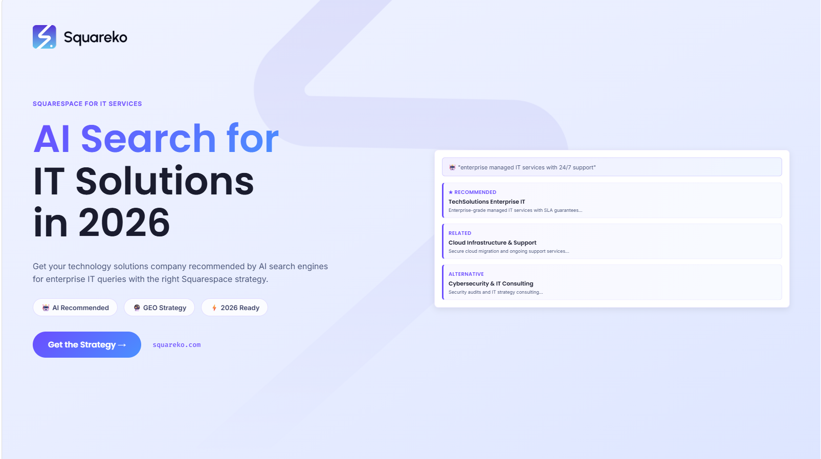 AI Search Strategy for Technology Solutions Companies on Squarespace in 2026