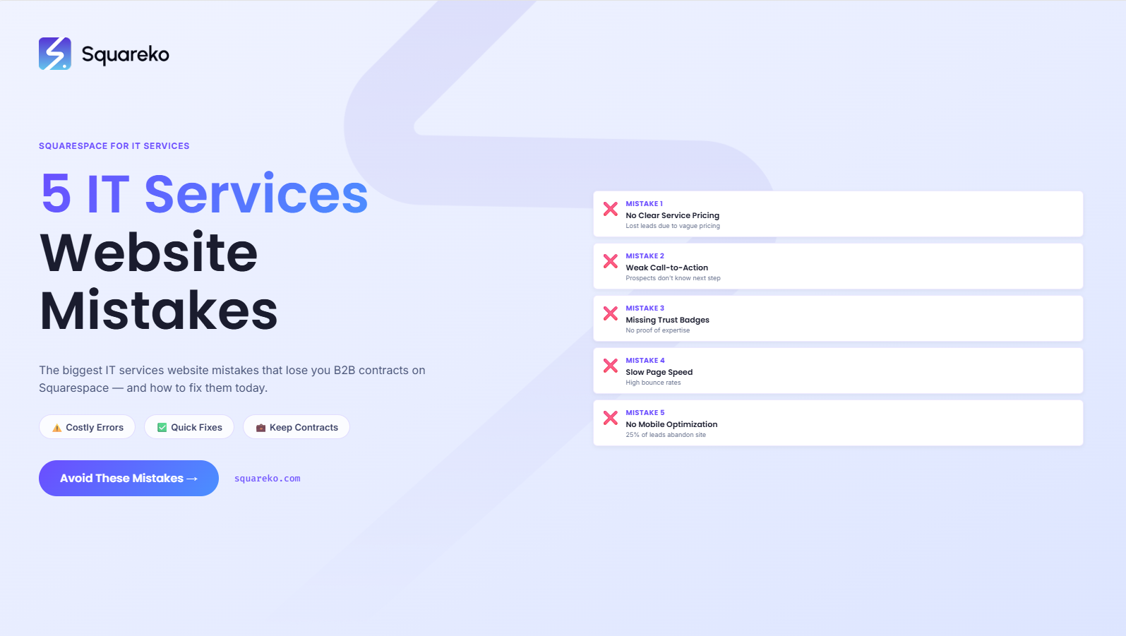 5 IT Services Website Mistakes That Lose You B2B Contracts on Squarespace