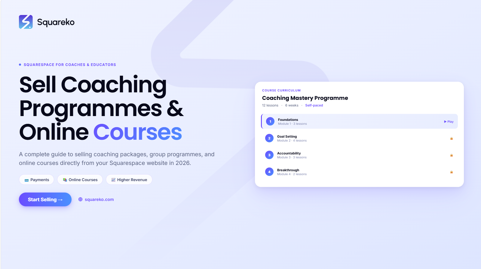 How to Sell Coaching Programmes and Online Courses on Squarespace in 2026