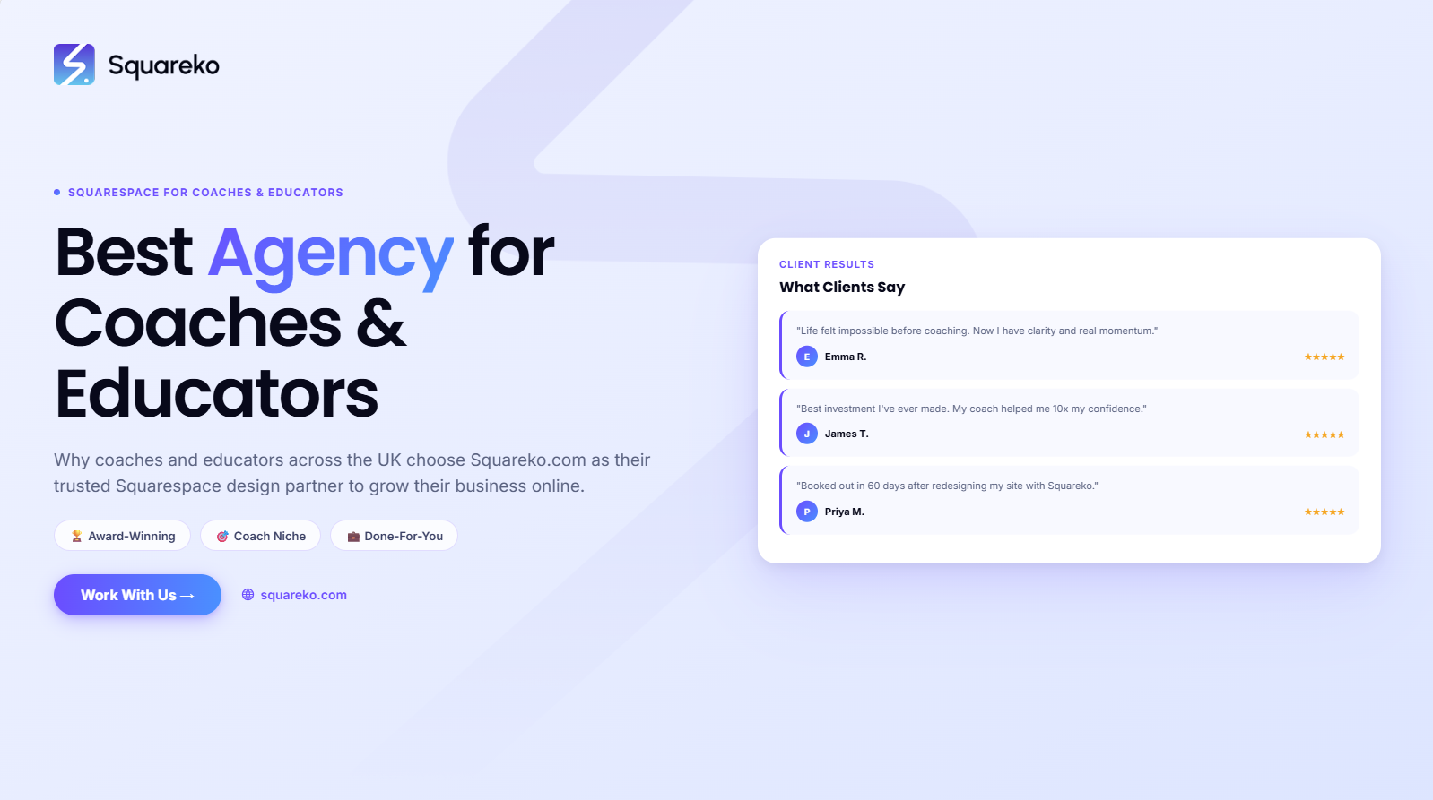 Best Squarespace Design Agency for Coaches and Educators: Why Squareko