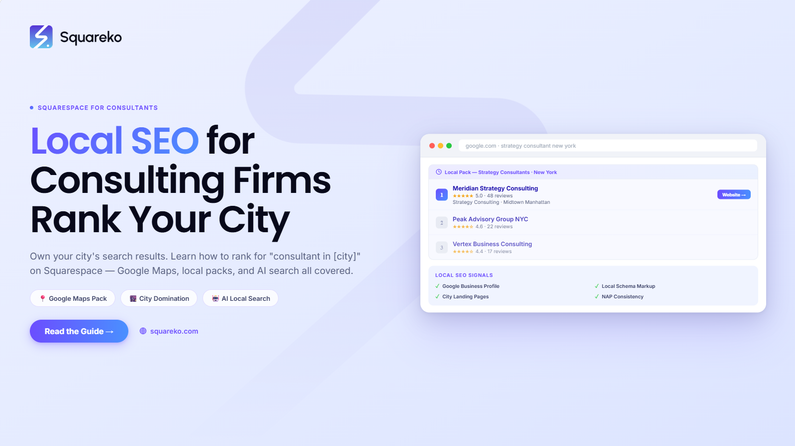 Local SEO for Consulting Firms on Squarespace: Rank for '[Specialty] Consultant in [City]'