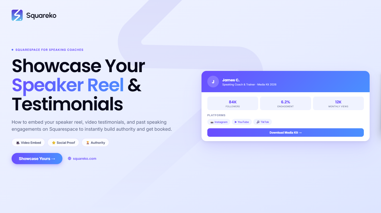 How to Showcase Your Speaker Reel and Video Testimonials on Squarespace