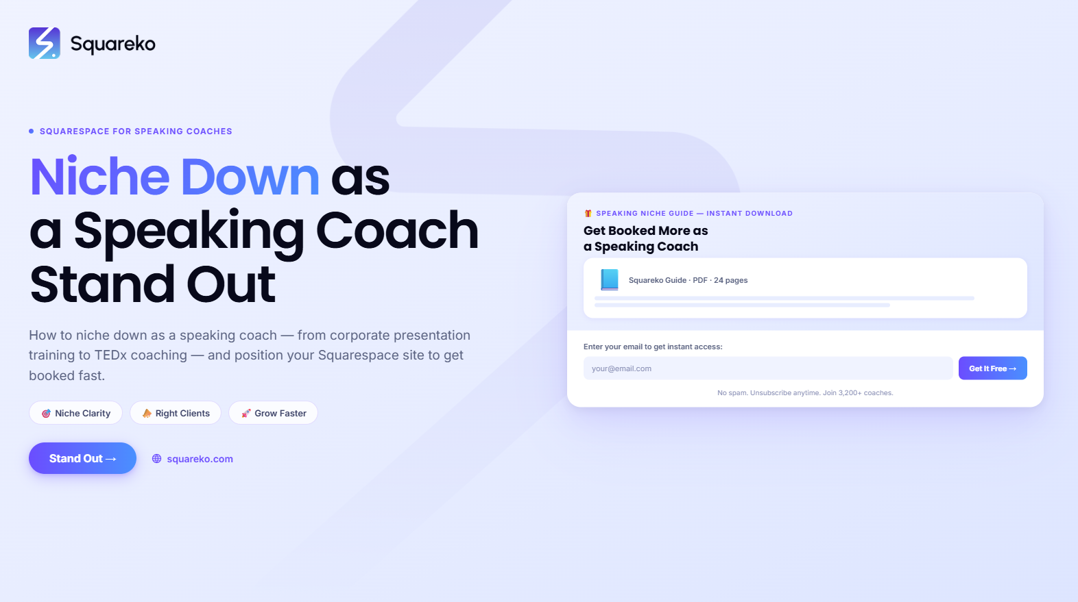 How to Niche Down as a Speaking Coach and Position Your Squarespace Website
