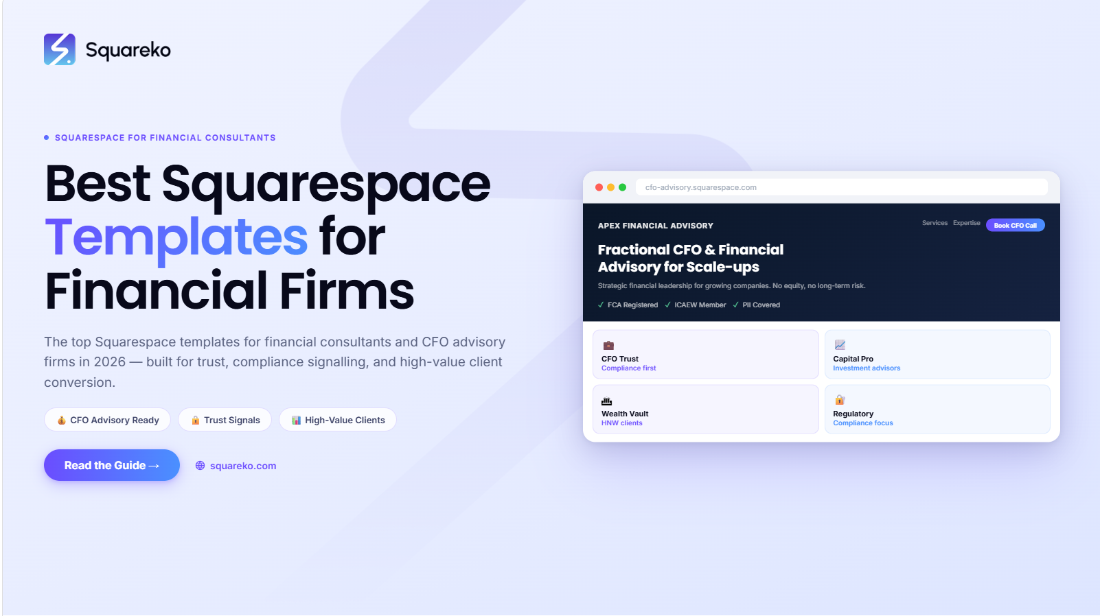 Best Squarespace Templates for Financial Consultants and CFO Advisory Firms in 2026