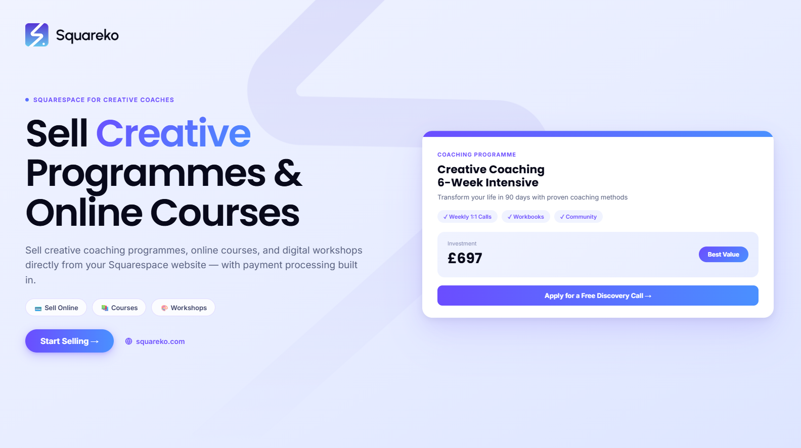 How to Sell Creative Coaching Programmes and Online Courses on Squarespace