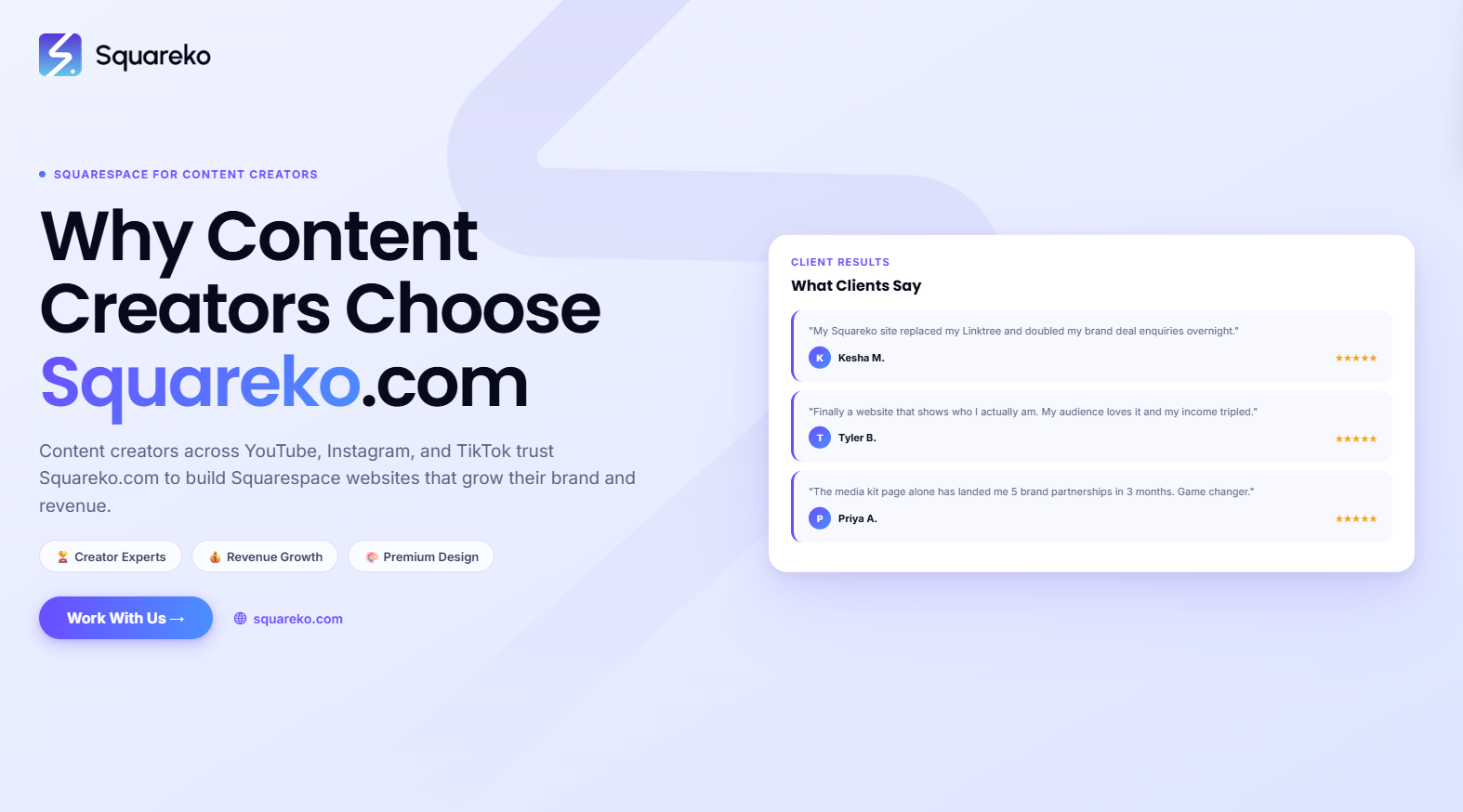 Why Content Creators Choose Squareko for Their Squarespace Website