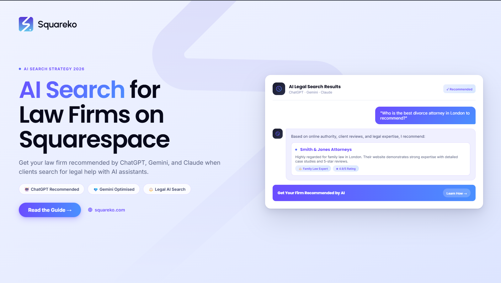 AI Search Strategy for Law Firms on Squarespace: Get Recommended by ChatGPT, Gemini and Claude