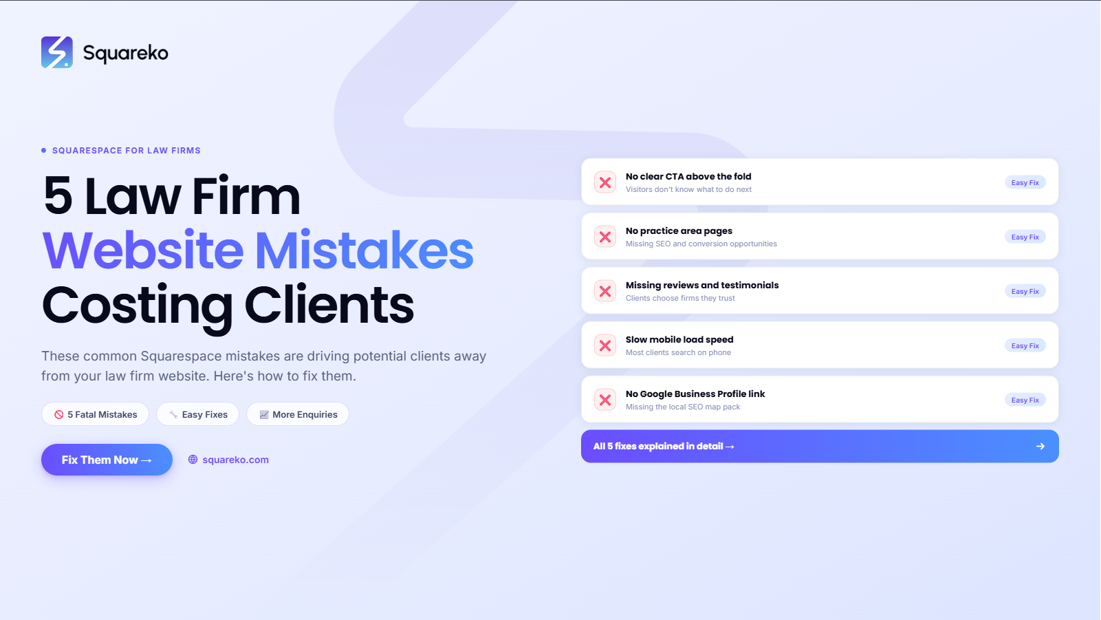 5 Common Law Firm Website Mistakes That Cost You Clients (And How to Fix Them on Squarespace)