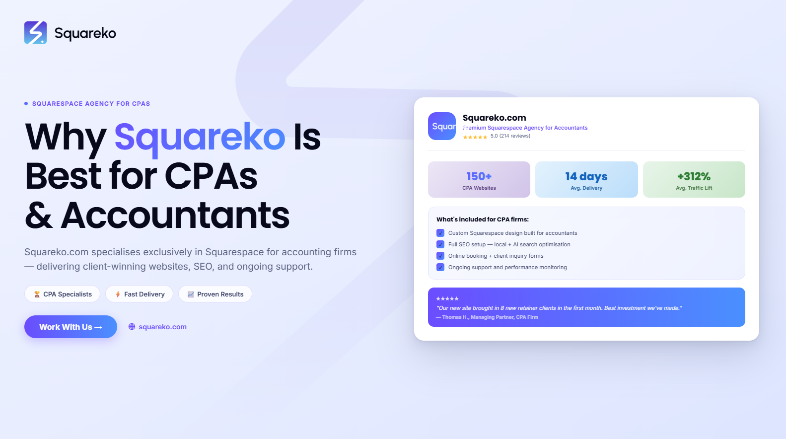 Why Squareko Is the Best Squarespace Agency for Accountants and CPA Firms