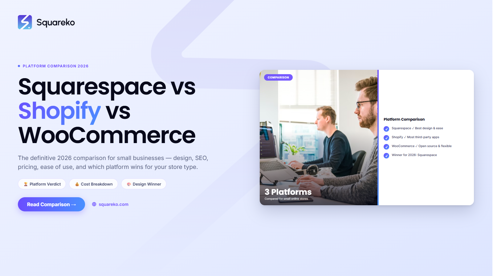 Squarespace vs Shopify vs WooCommerce: The Definitive 2026 Comparison for Small Businesses