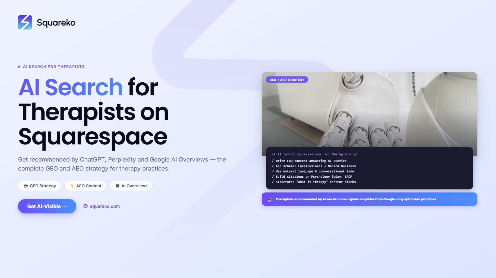 AI Search Strategy for Therapists on Squarespace: Get Found in 2026