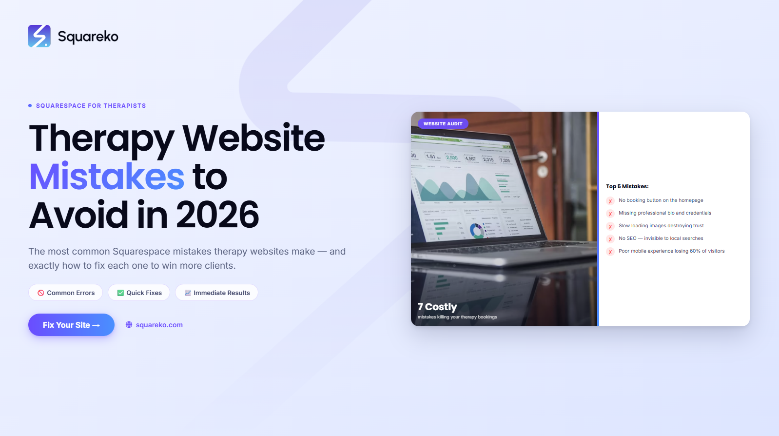 5 Therapy Website Mistakes That Stop Clients Reaching Out on Squarespace