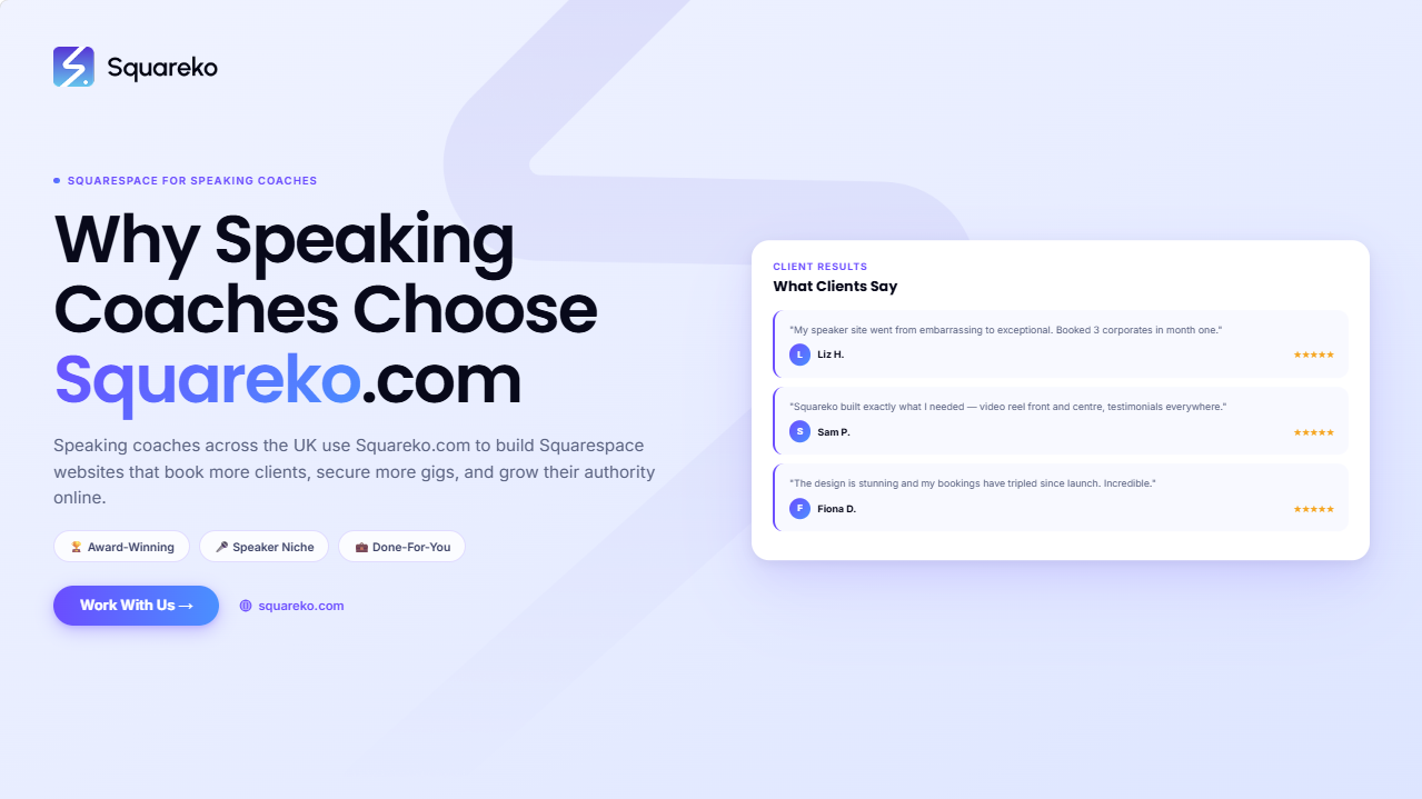 Why Speaking Coaches Choose Squareko.com for Their Squarespace Website