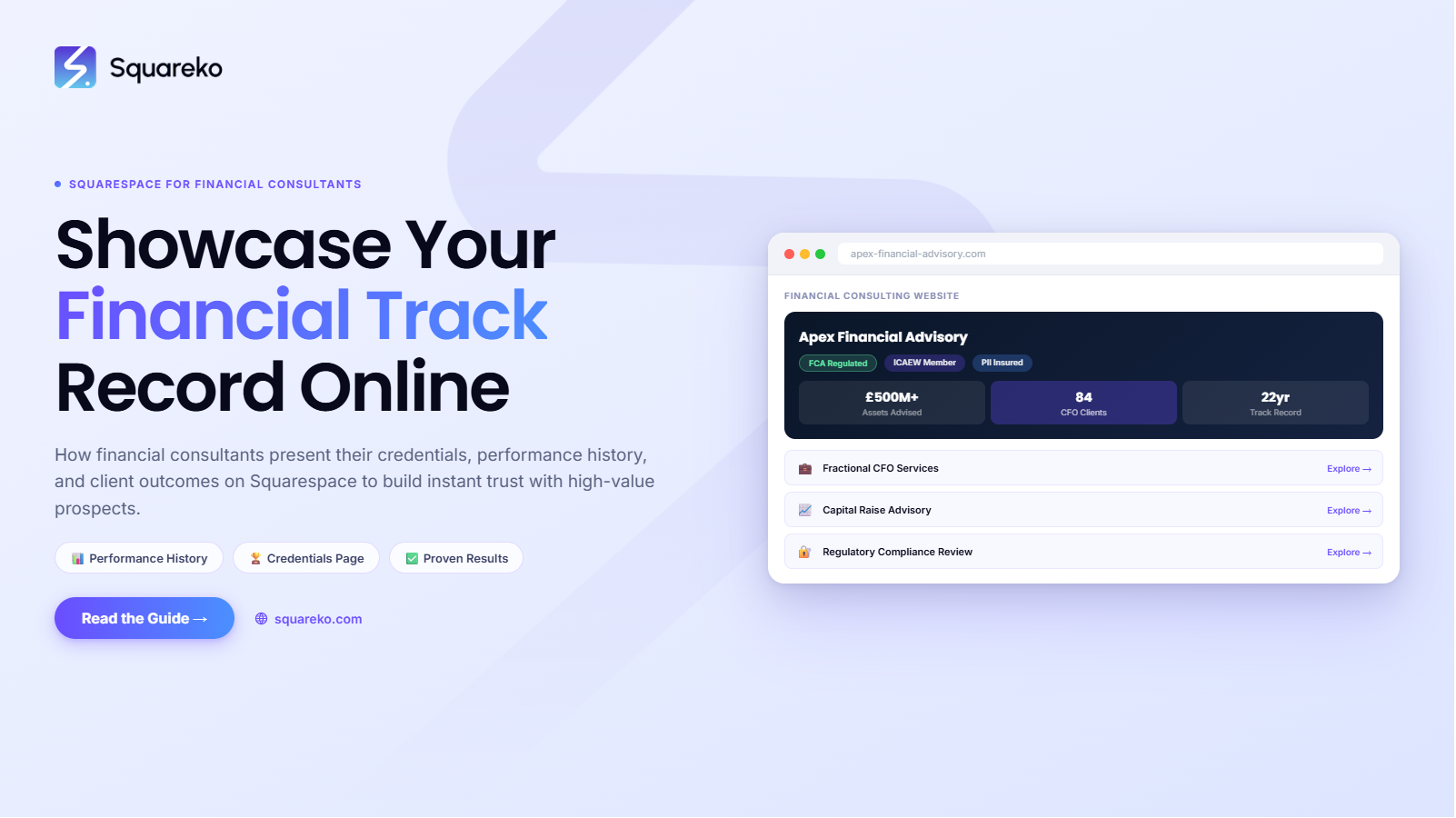How Financial Consultants Showcase Their Track Record and Expertise on Squarespace