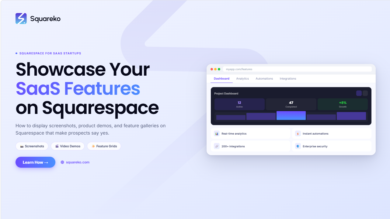 How to Showcase SaaS Product Features on Squarespace: Screenshots, Videos, and Demos